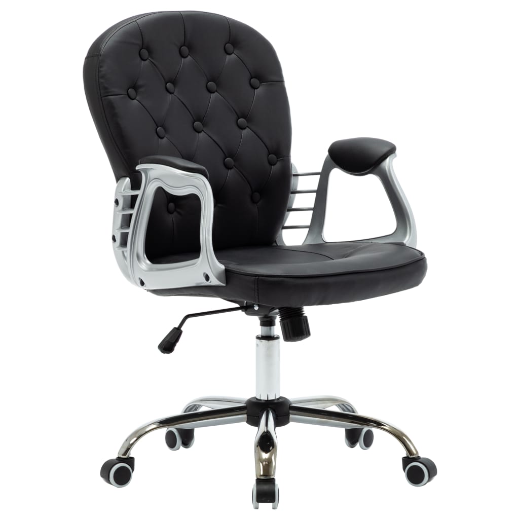 Chaise de bureau pivotante Noir Similicuir