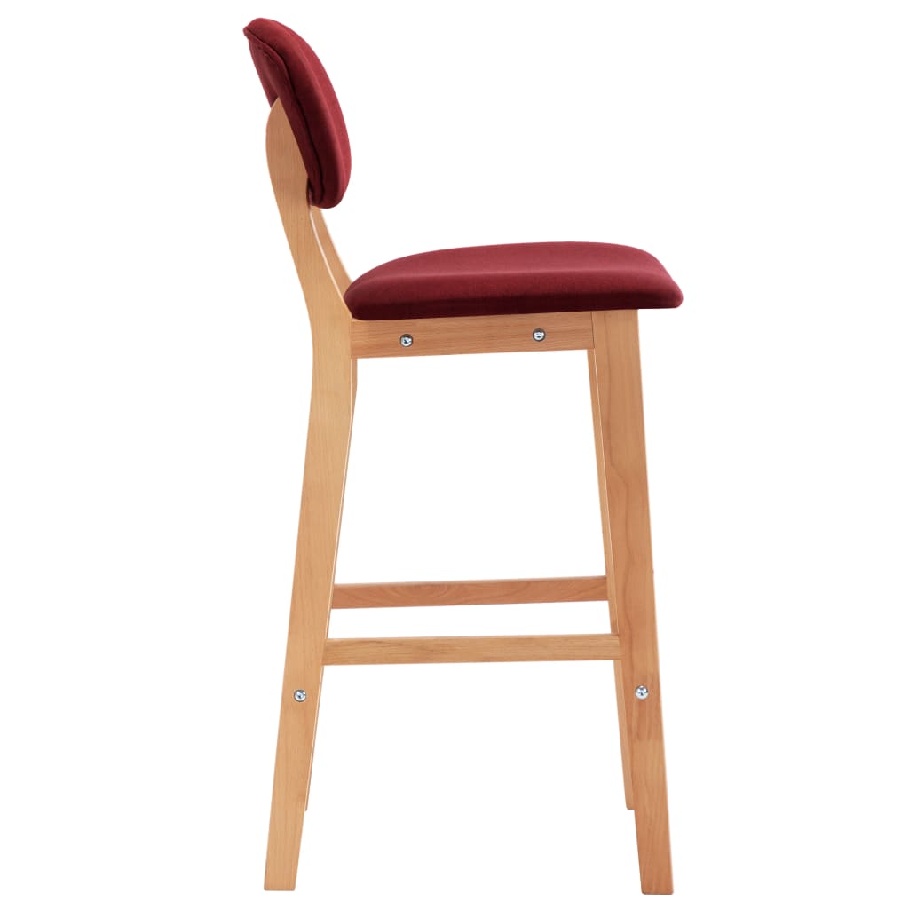 Tabourets de bar 2 pcs Rouge bordeaux Tissu