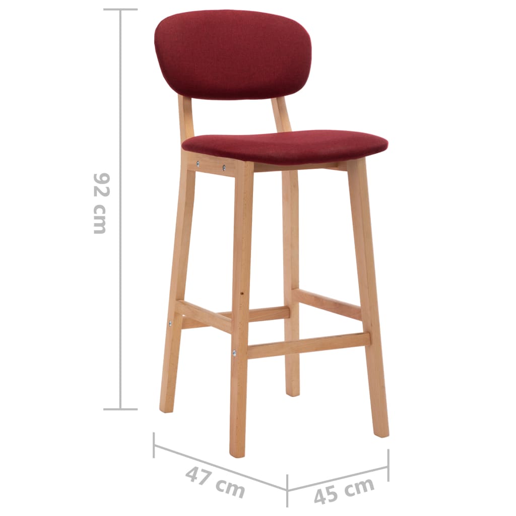 Tabourets de bar 2 pcs Rouge bordeaux Tissu