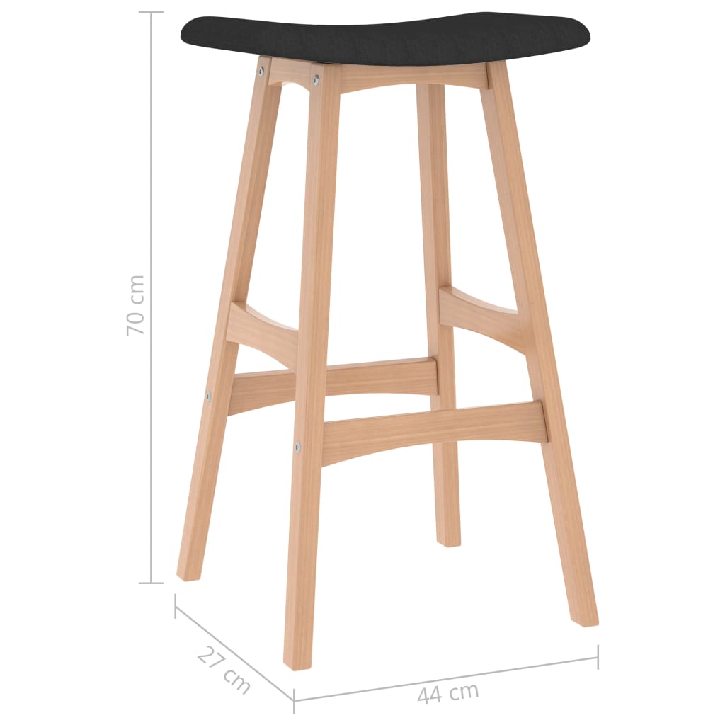 Tabourets de bar 2 pcs Noir Tissu