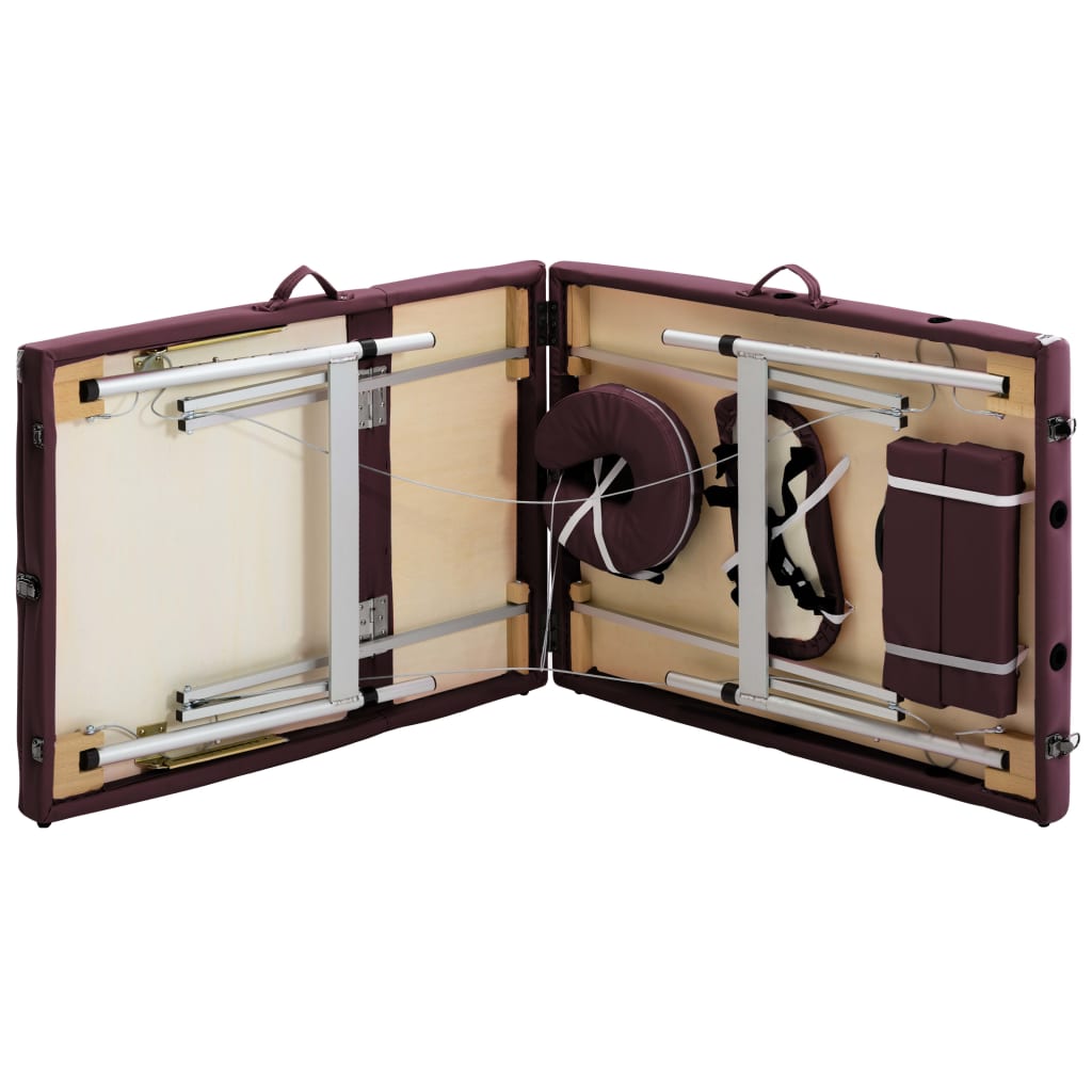 Table de massage pliable 3 zones Aluminium Violet vin