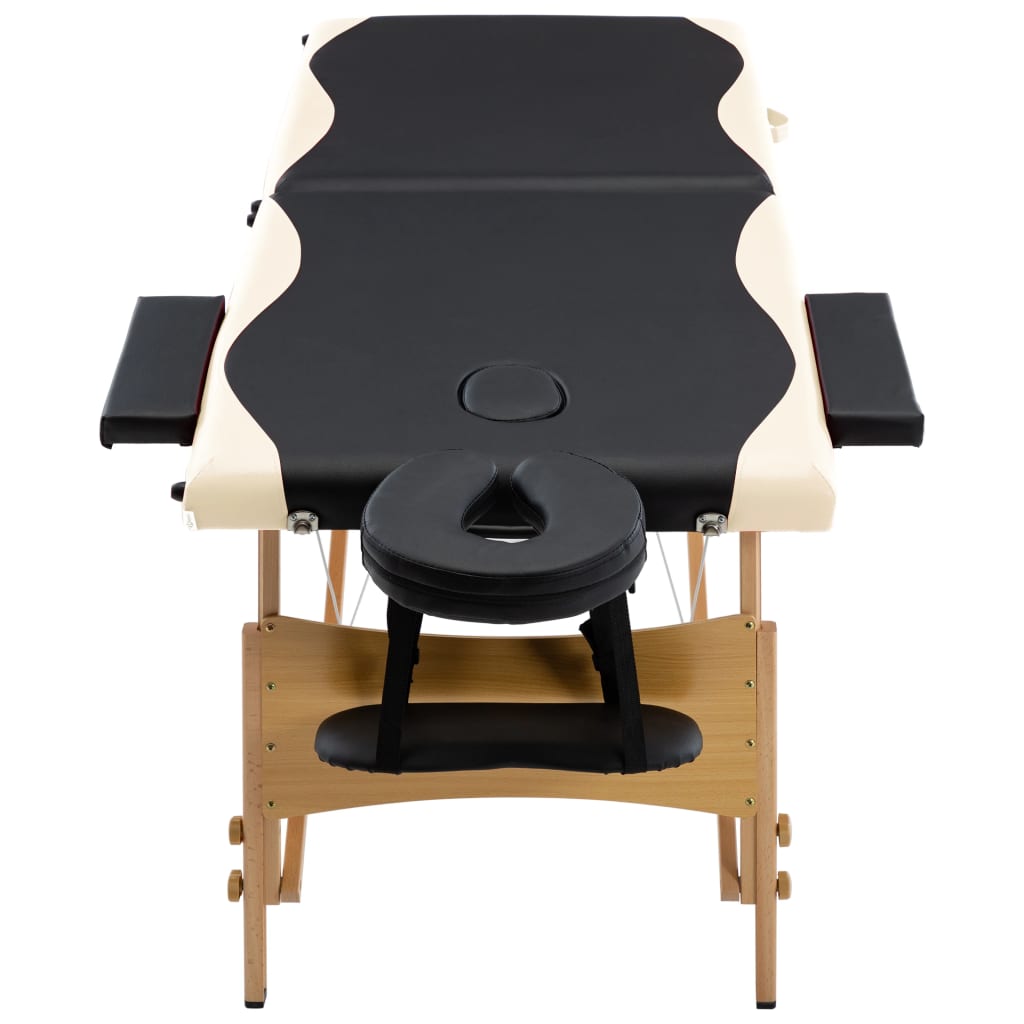 Table de massage pliable 2 zones Bois Noir et beige