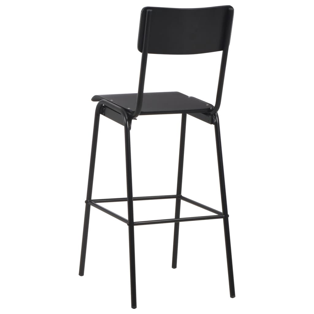 vidaXL Chaises de bar 6 pcs Noir Contreplaqué solide et acier