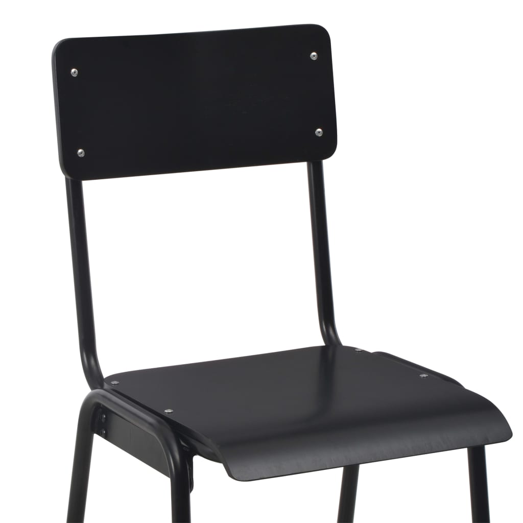 vidaXL Chaises de bar 6 pcs Noir Contreplaqué solide et acier
