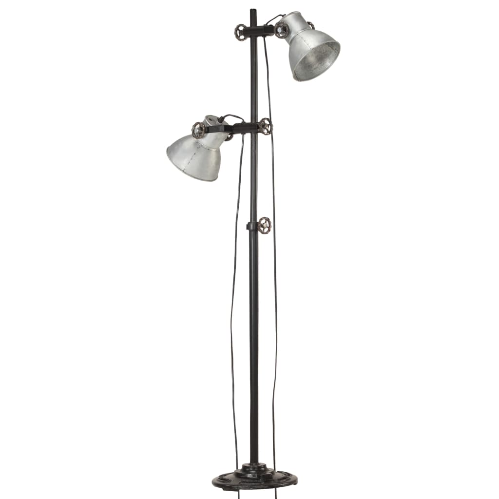 Lampadaire avec 2 abat-jour Argenté E27 Fonte