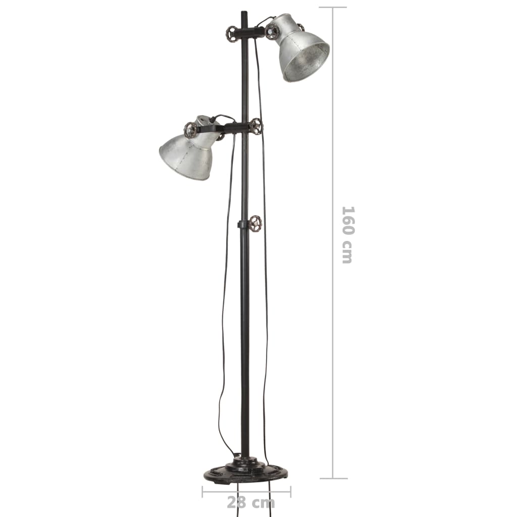 Lampadaire avec 2 abat-jour Argenté E27 Fonte