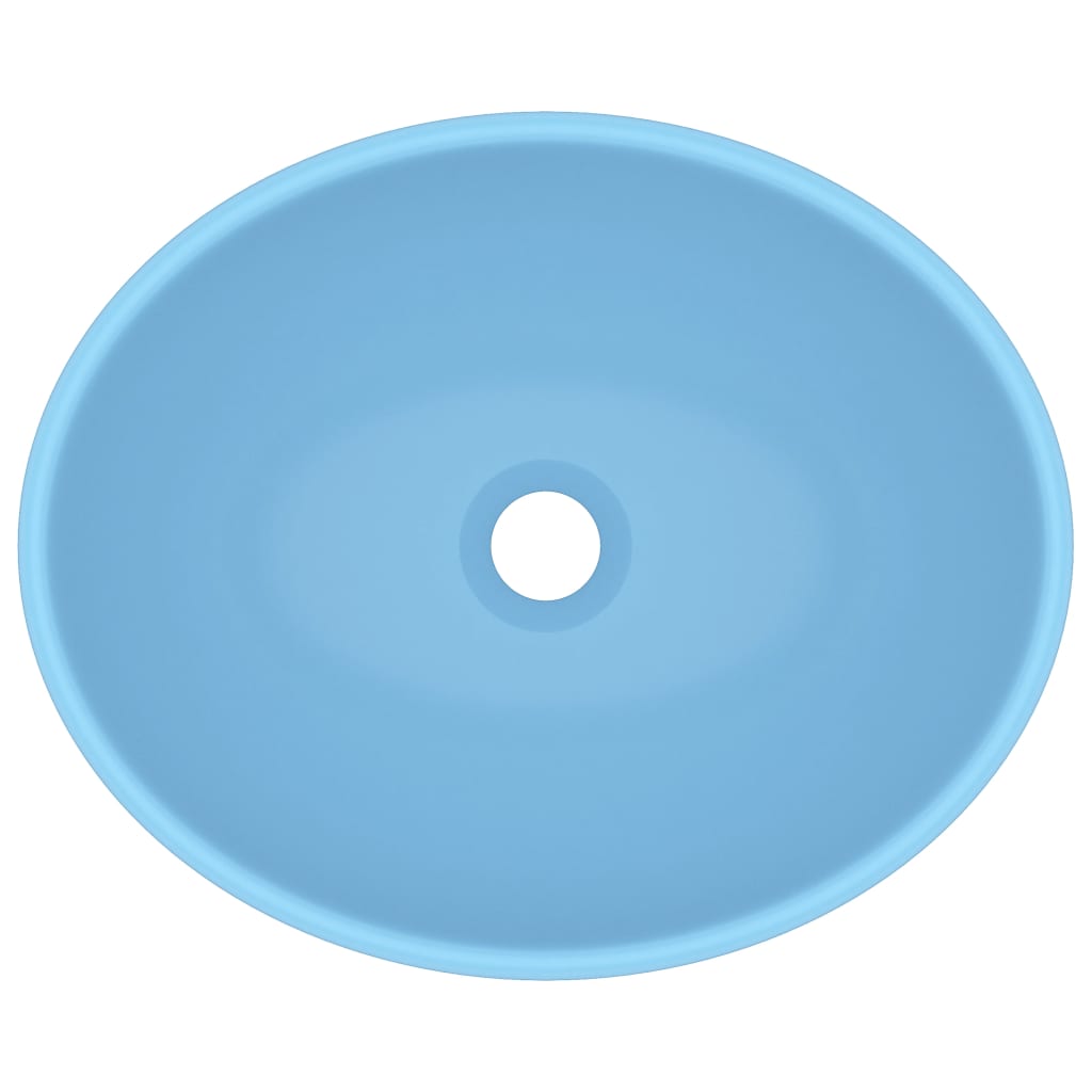 Lavabo ovale de luxe Bleu clair mat 40x33 cm Céramique
