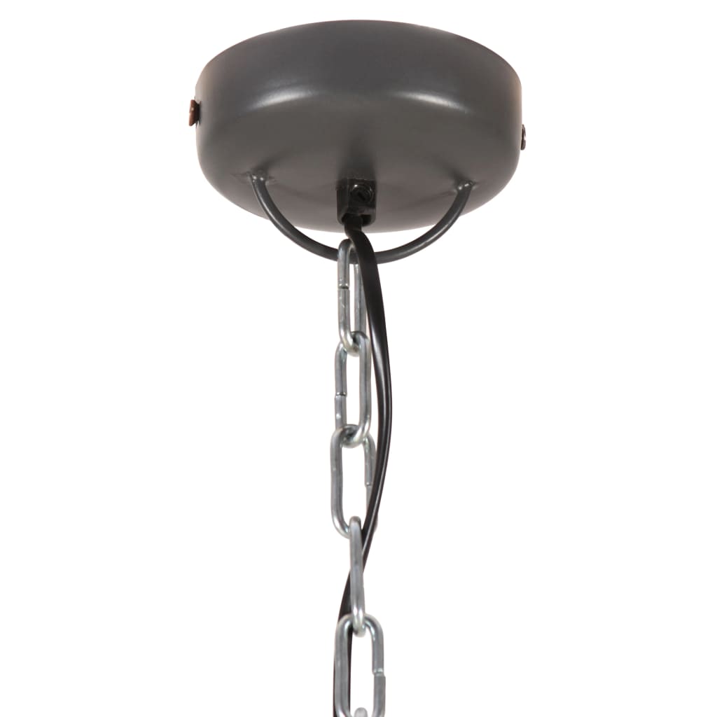 Lampe suspendue industrielle Gris Fer et bois solide 35 cm E27