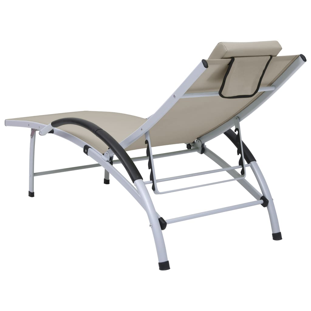 Chaise longue Aluminium textilène Crème