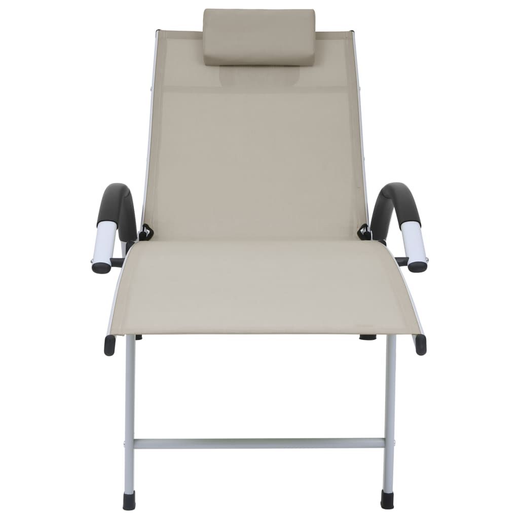 Chaise longue Aluminium textilène Crème