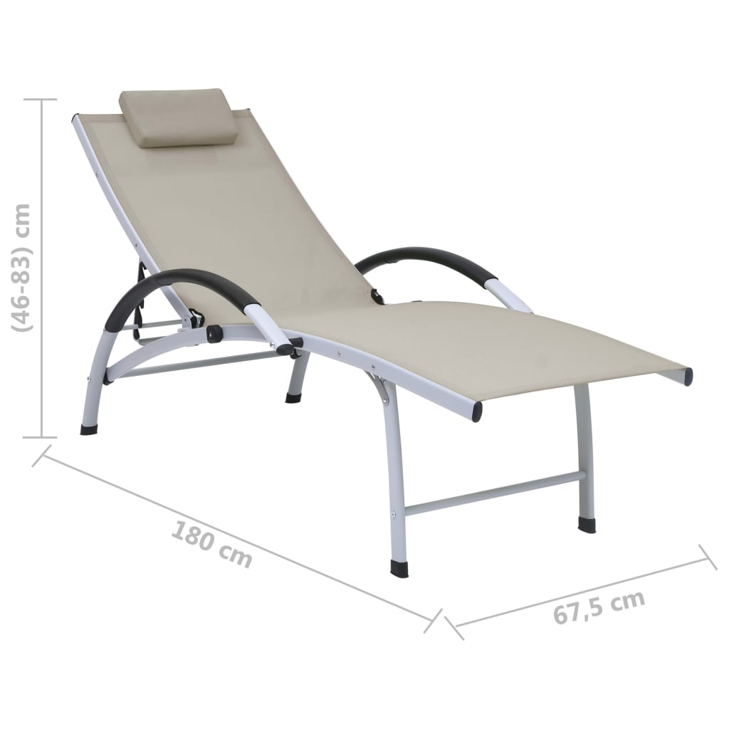 Chaise longue Aluminium textilène Crème