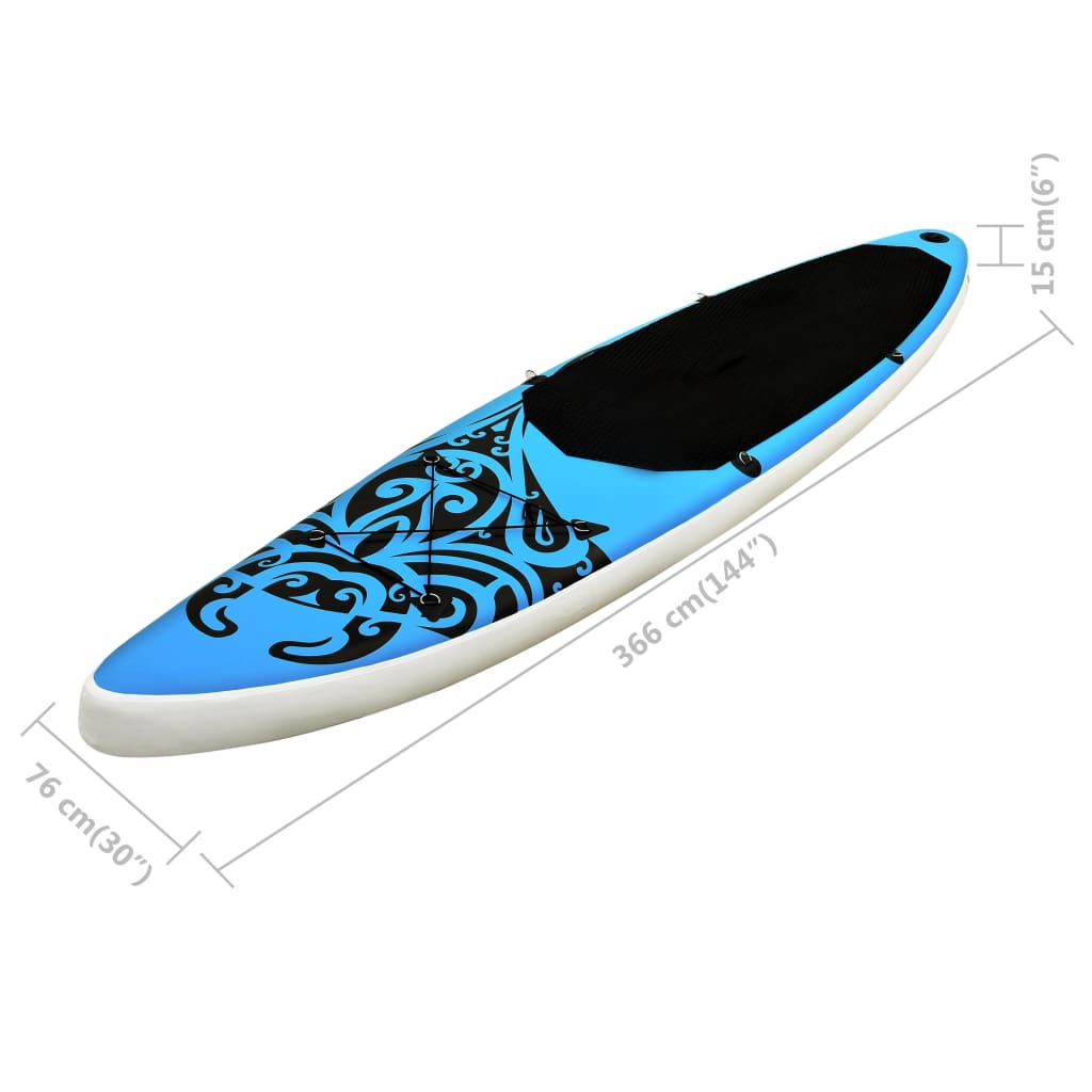 Ensemble de planche SUP gonflable 366x76x15 cm Bleu