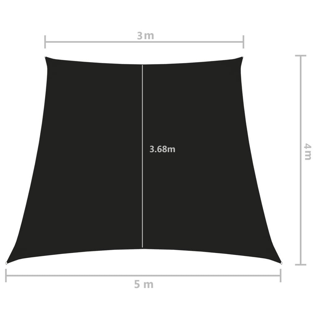 Voile de parasol Tissu Oxford trapèze 4/5x3 m Noir