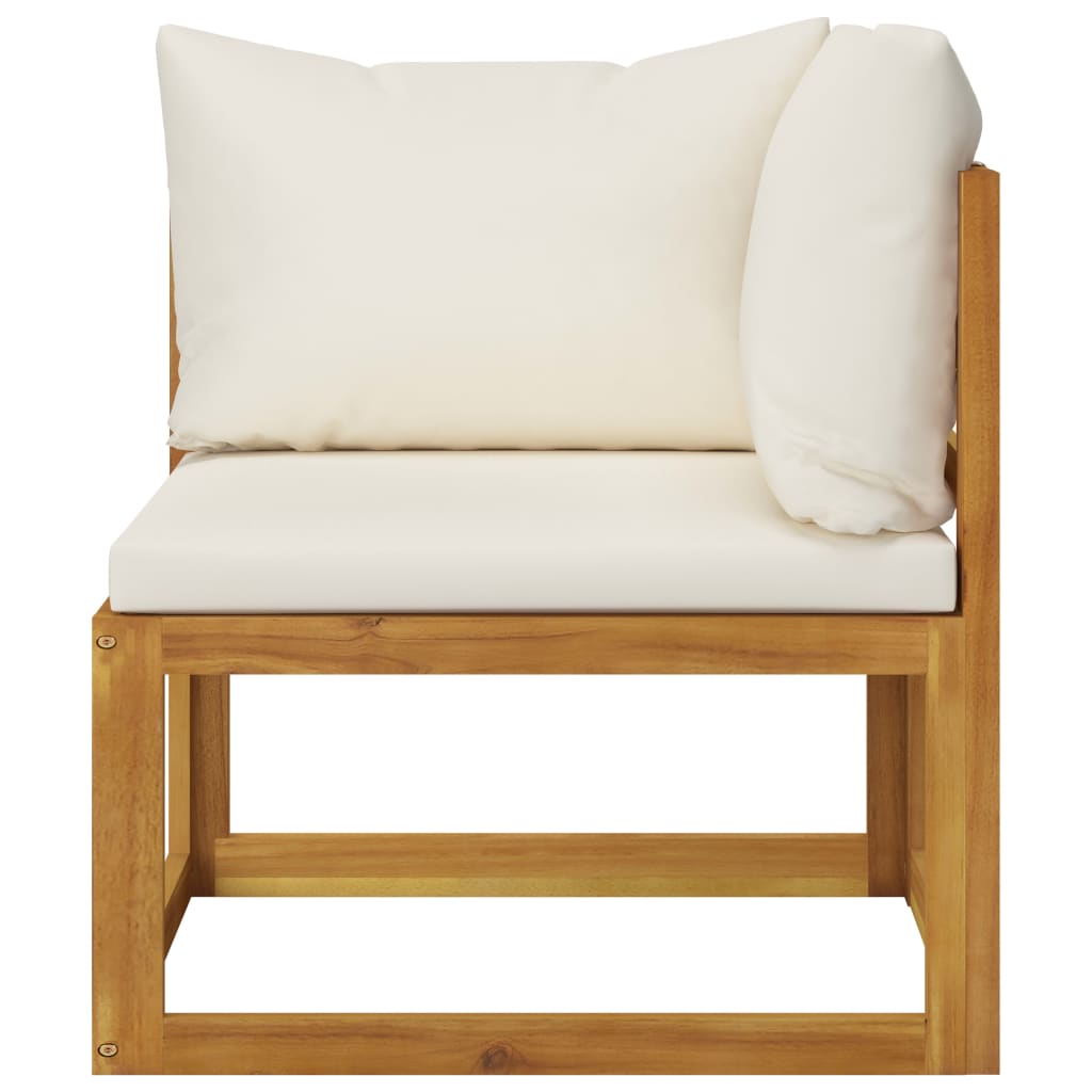 6 Piece Garden Lounge Set with Cushion Cream Solid Acacia Wood  (2x311853+311859)