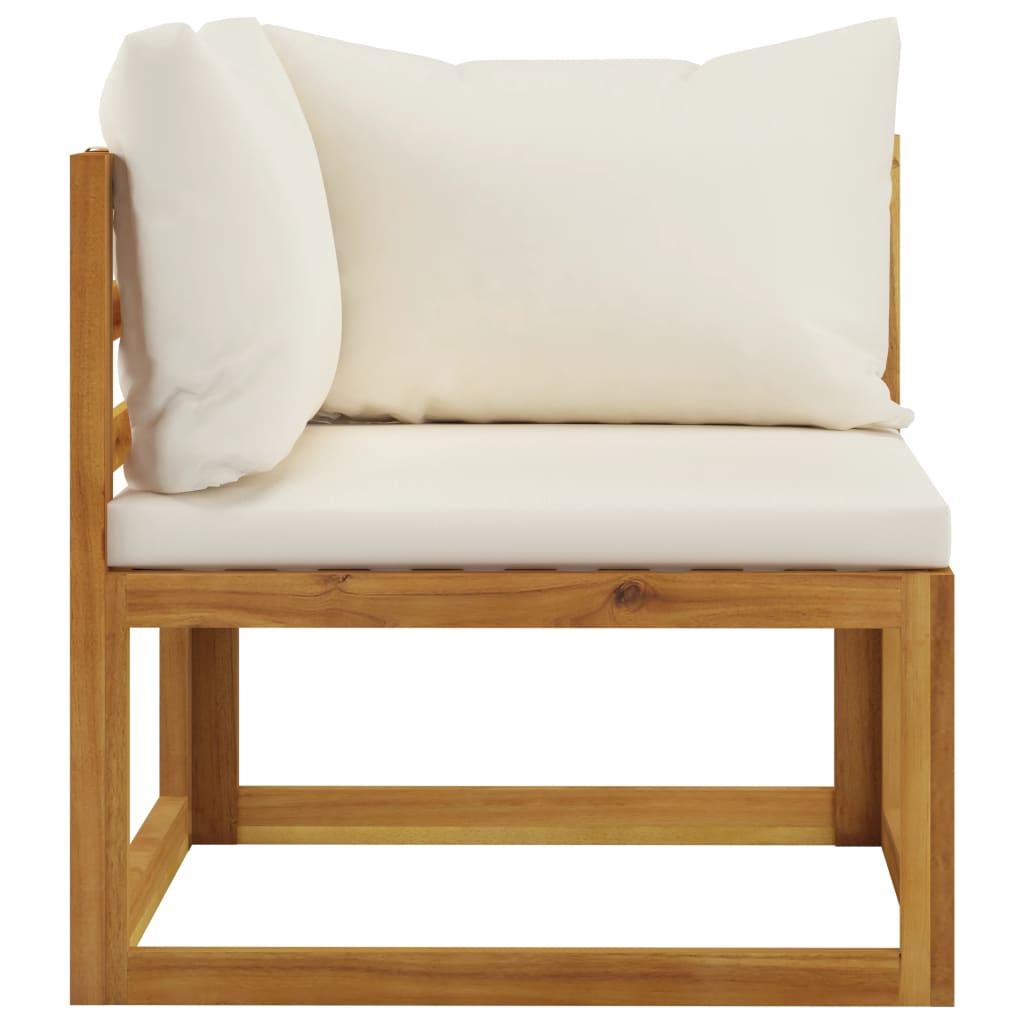 6 Piece Garden Lounge Set with Cushion Cream Solid Acacia Wood  (2x311853+311859)