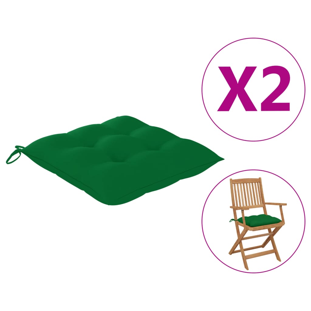 Coussins de chaise 2 pcs Vert 40x40x7 cm Tissu