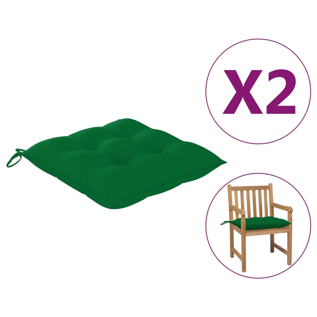 Coussins de chaise 2 pcs Vert 50x50x7 cm Tissu