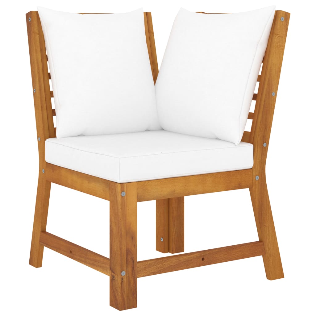 Salon de jardin 5 pcs avec coussin Crème Bois d'acacia solide