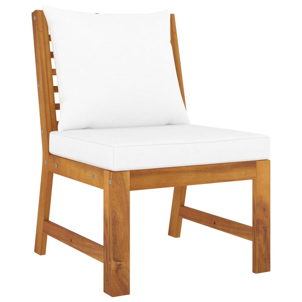 Salon de jardin 5 pcs avec coussin Crème Bois d'acacia solide