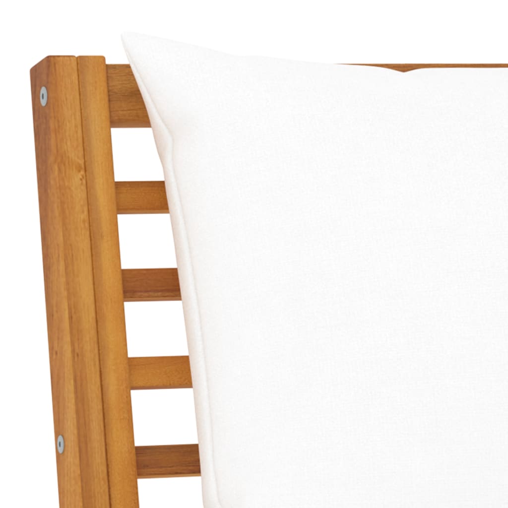 Salon de jardin 5 pcs avec coussin Crème Bois d'acacia solide