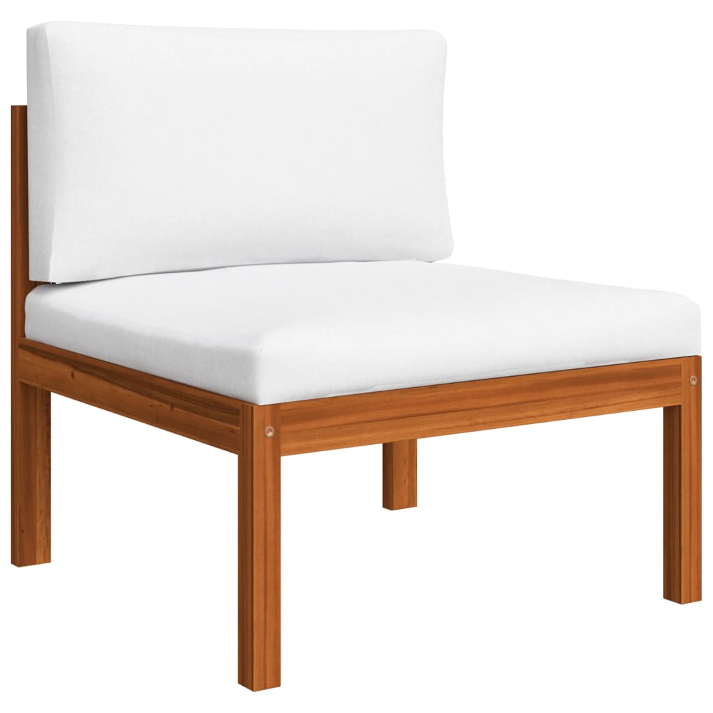 Salon de jardin 6 pcs avec coussins Crème Bois d'acacia solide