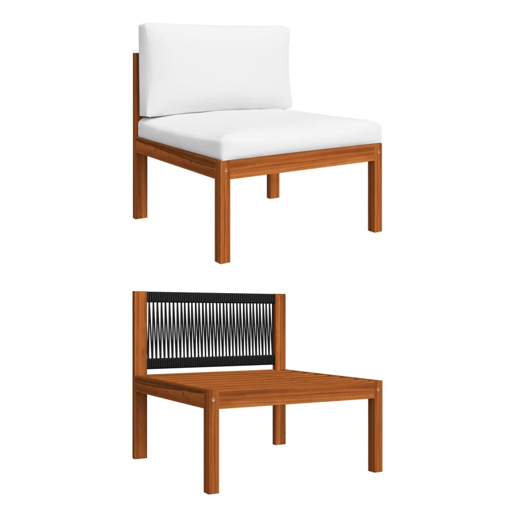 Salon de jardin 4 pcs avec coussins Crème Bois d'acacia solide