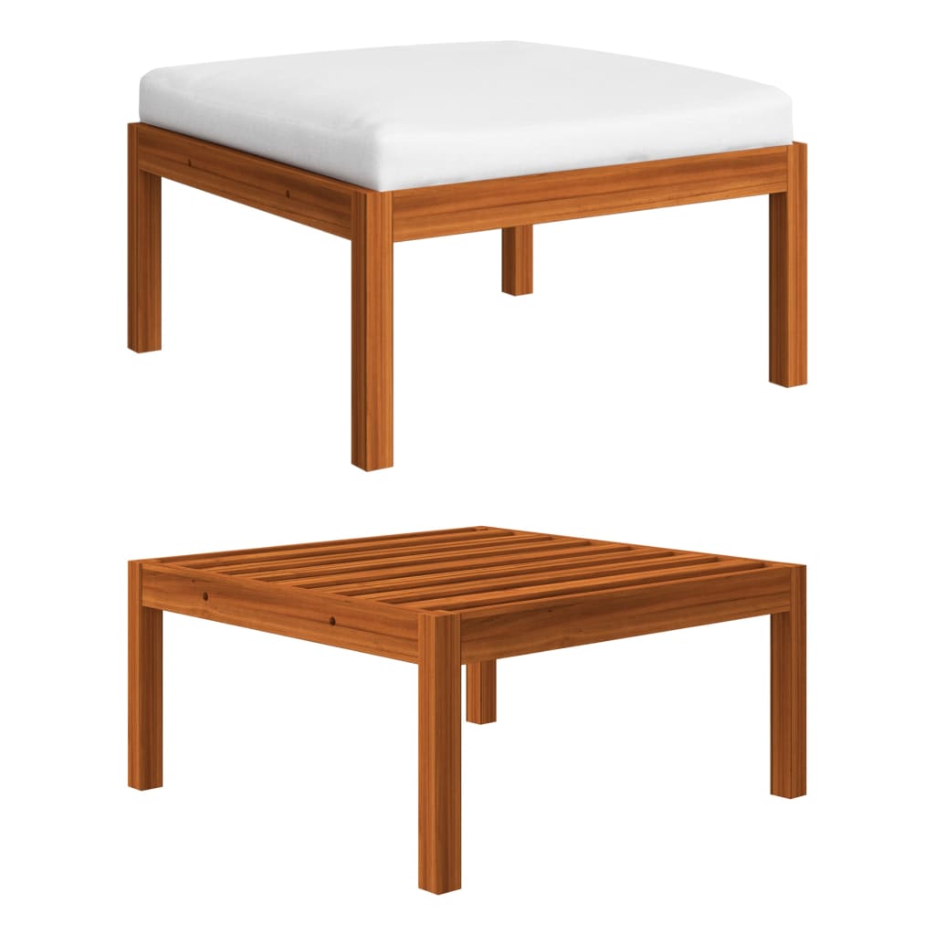 Salon de jardin 4 pcs avec coussins Crème Bois d'acacia solide