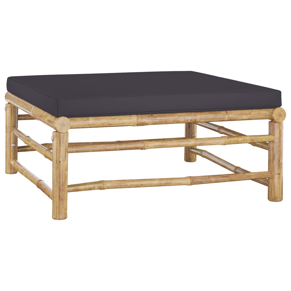 Salon de jardin 4 pcs avec coussins gris foncé Bambou