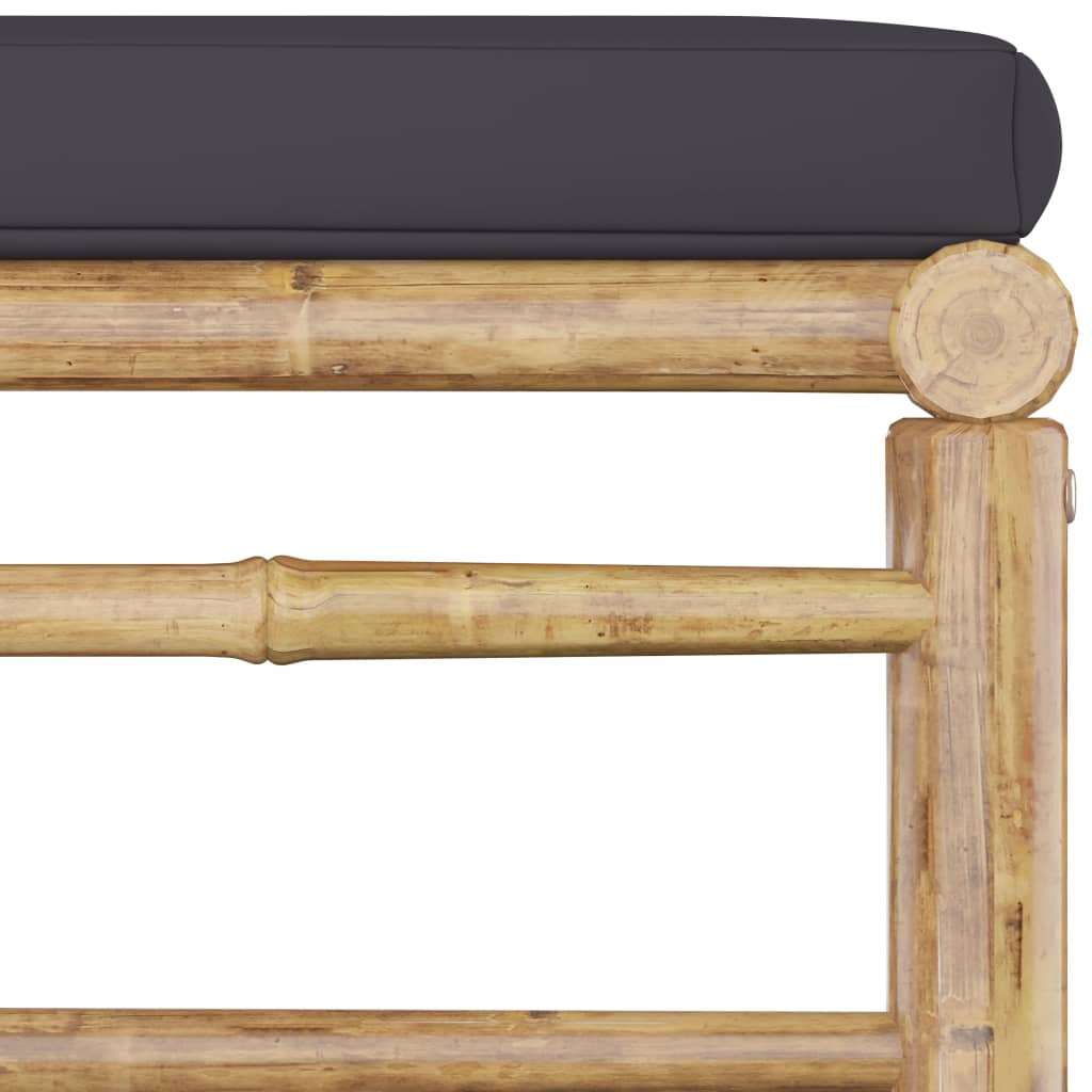 Salon de jardin 4 pcs avec coussins gris foncé Bambou