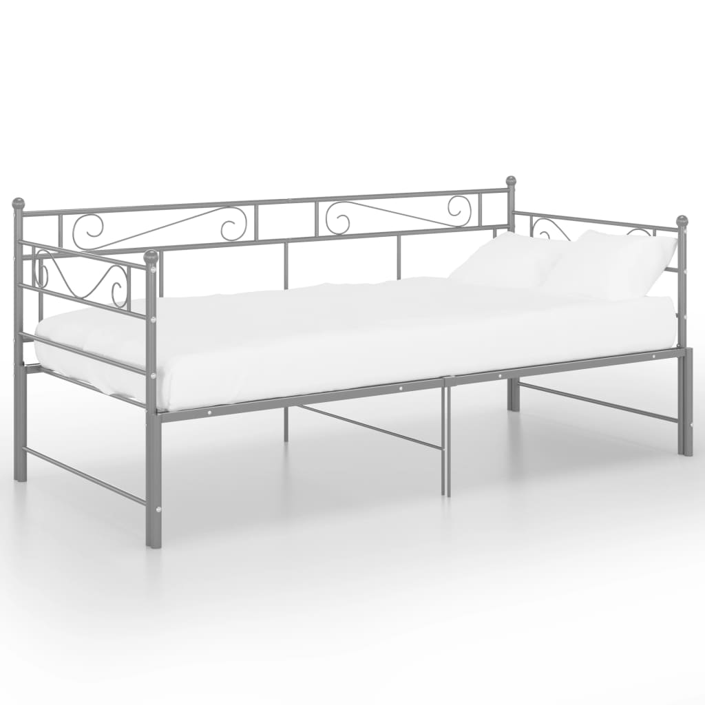 Cadre de canapé-lit extensible Gris Métal 90x200 cm