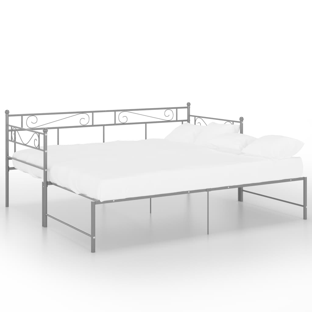 Cadre de canapé-lit extensible Gris Métal 90x200 cm