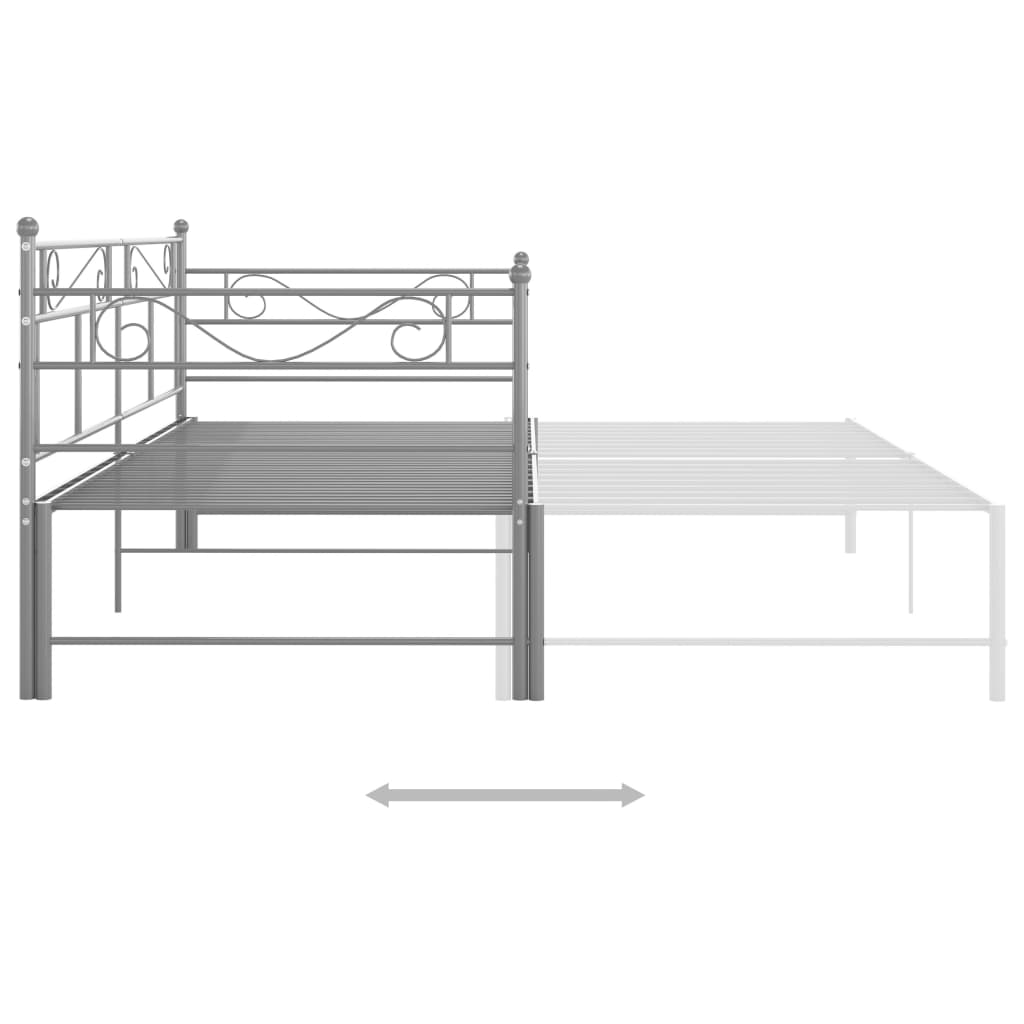 Cadre de canapé-lit extensible Gris Métal 90x200 cm