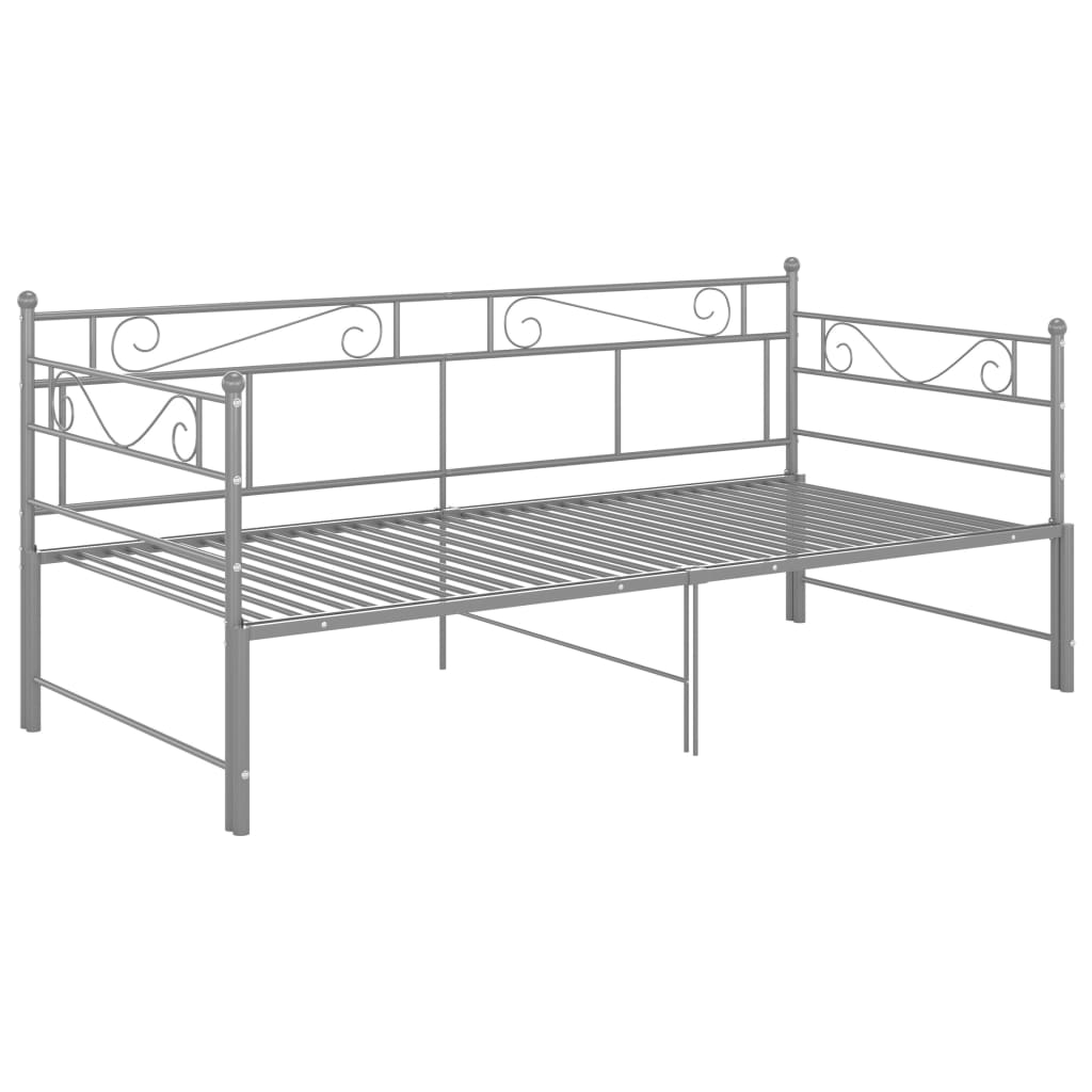 Cadre de canapé-lit extensible Gris Métal 90x200 cm