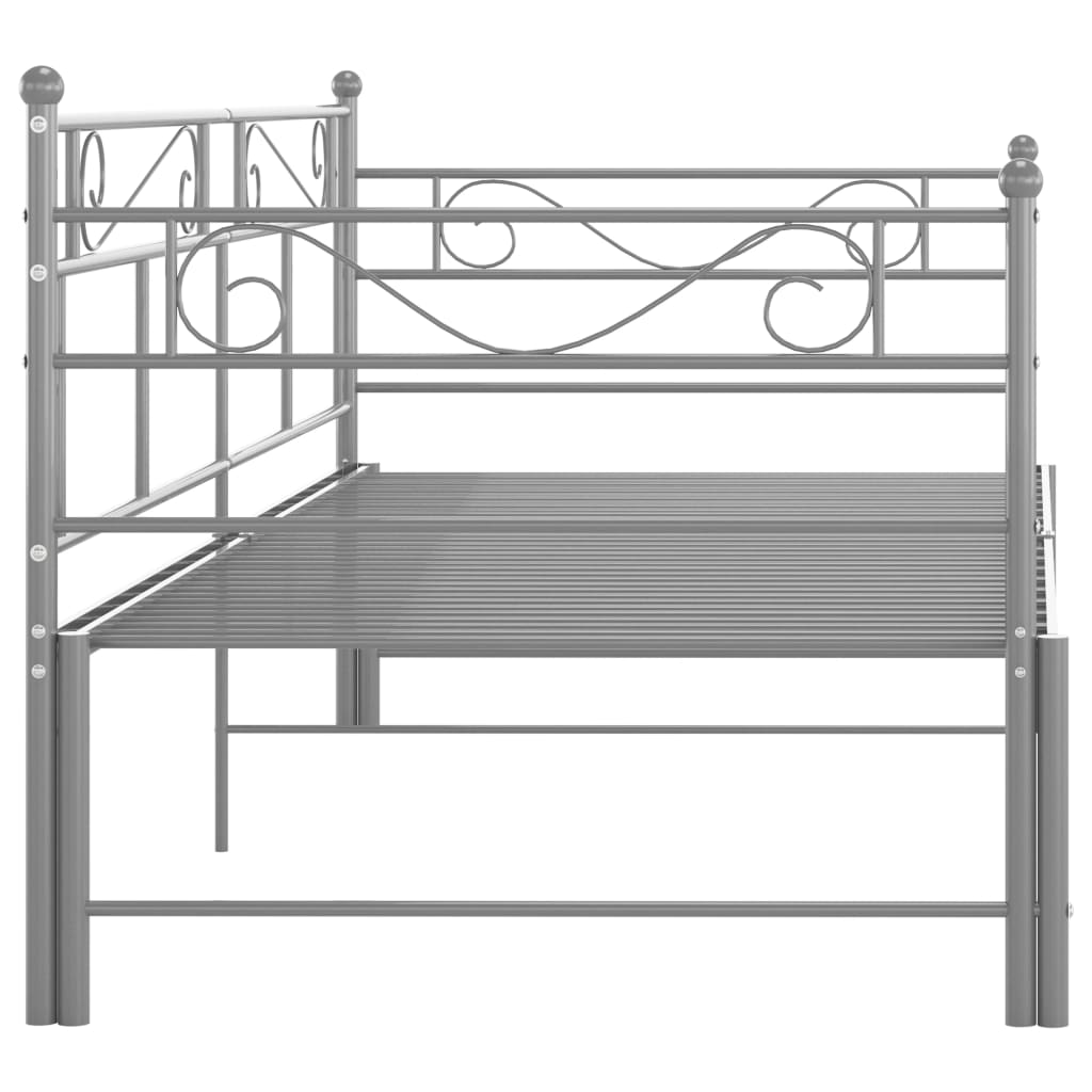 Cadre de canapé-lit extensible Gris Métal 90x200 cm