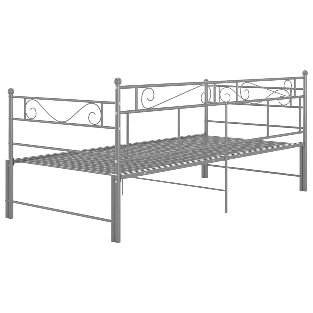 Cadre de canapé-lit extensible Gris Métal 90x200 cm