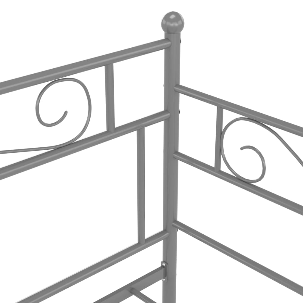 Cadre de canapé-lit extensible Gris Métal 90x200 cm