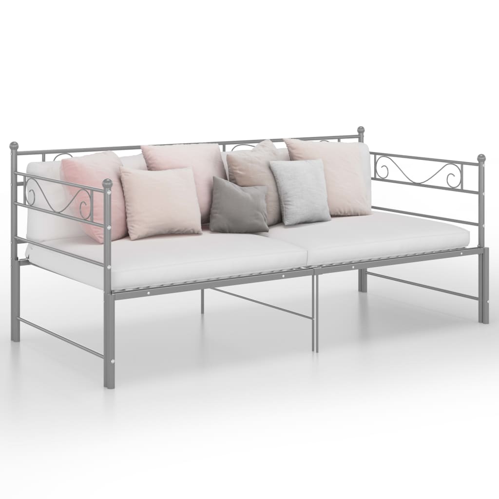 Cadre de canapé-lit extensible Gris Métal 90x200 cm