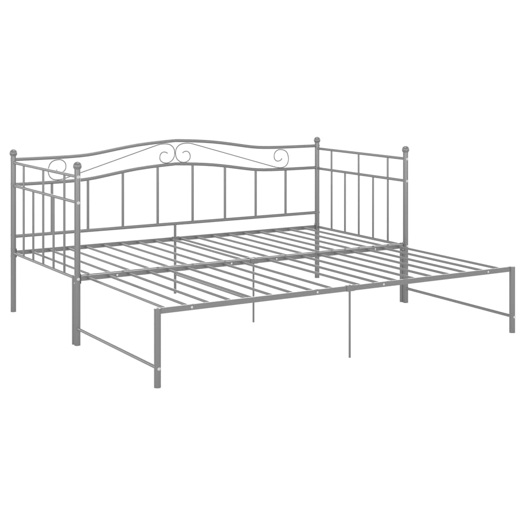 Cadre de canapé-lit extensible Gris Métal 90x200 cm
