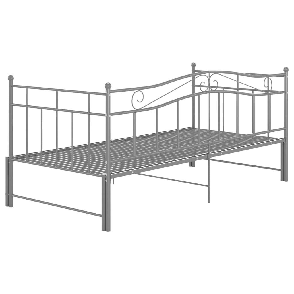 Cadre de canapé-lit extensible Gris Métal 90x200 cm
