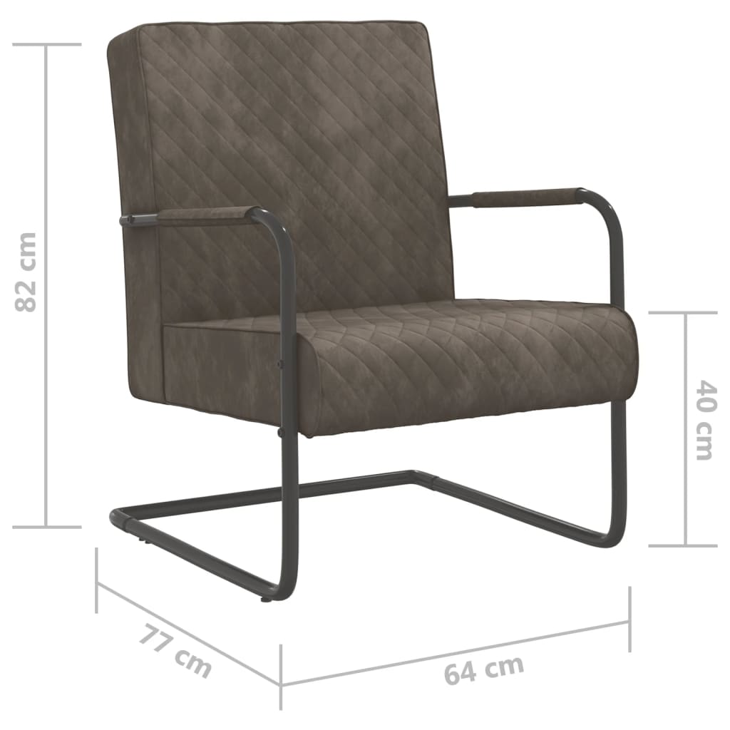 Chaise cantilever Gris clair Velours