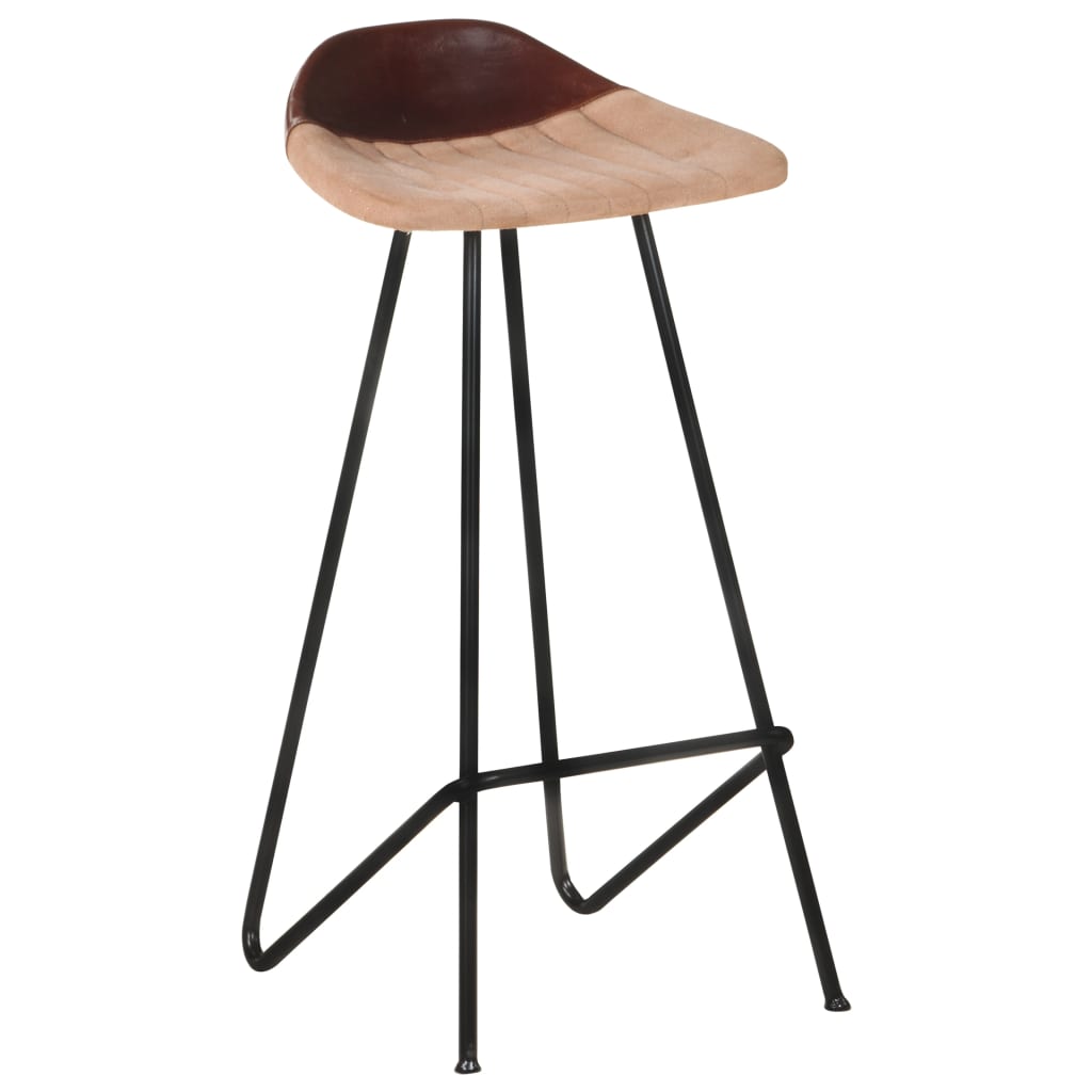 Tabourets de bar 2 pcs Marron Cuir véritable