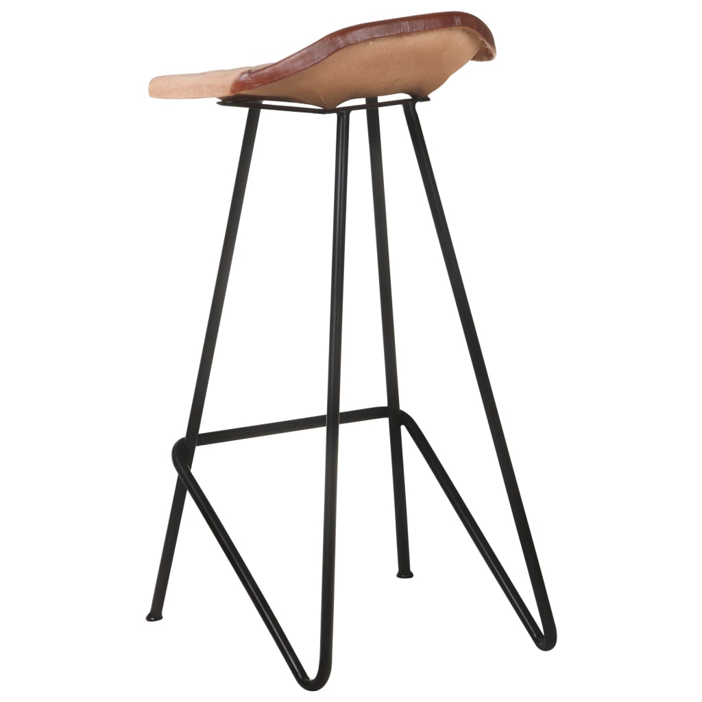 Tabourets de bar 4 pcs Marron Cuir véritable