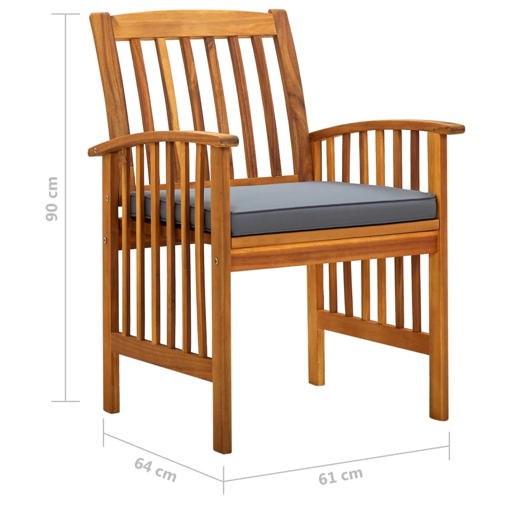 Mobilier à dîner d'extérieur 7 pcs et coussins Acacia solide