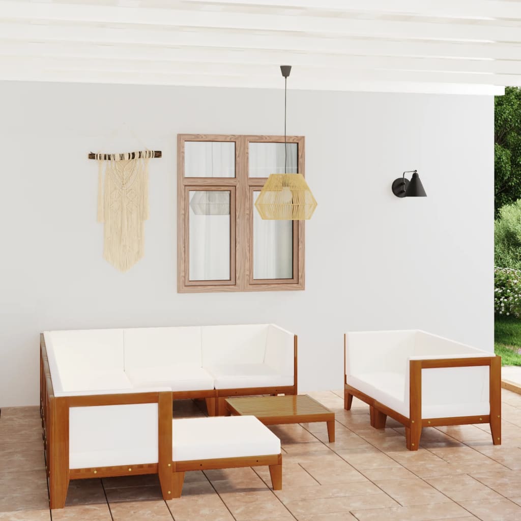 Salon de jardin 10 pcs avec coussins Bois d'acacia solide