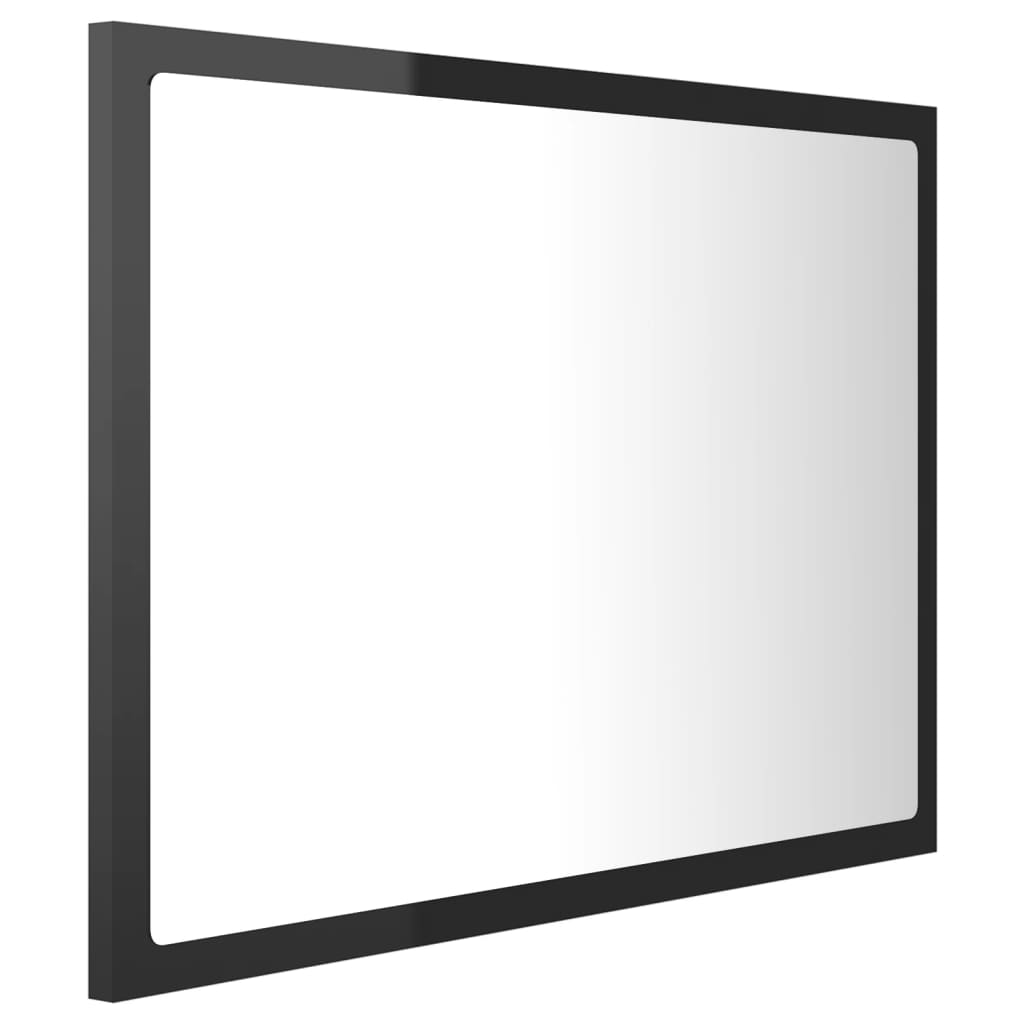 Miroir à LED de bain Noir brillant 60x8,5x37 cm Aggloméré