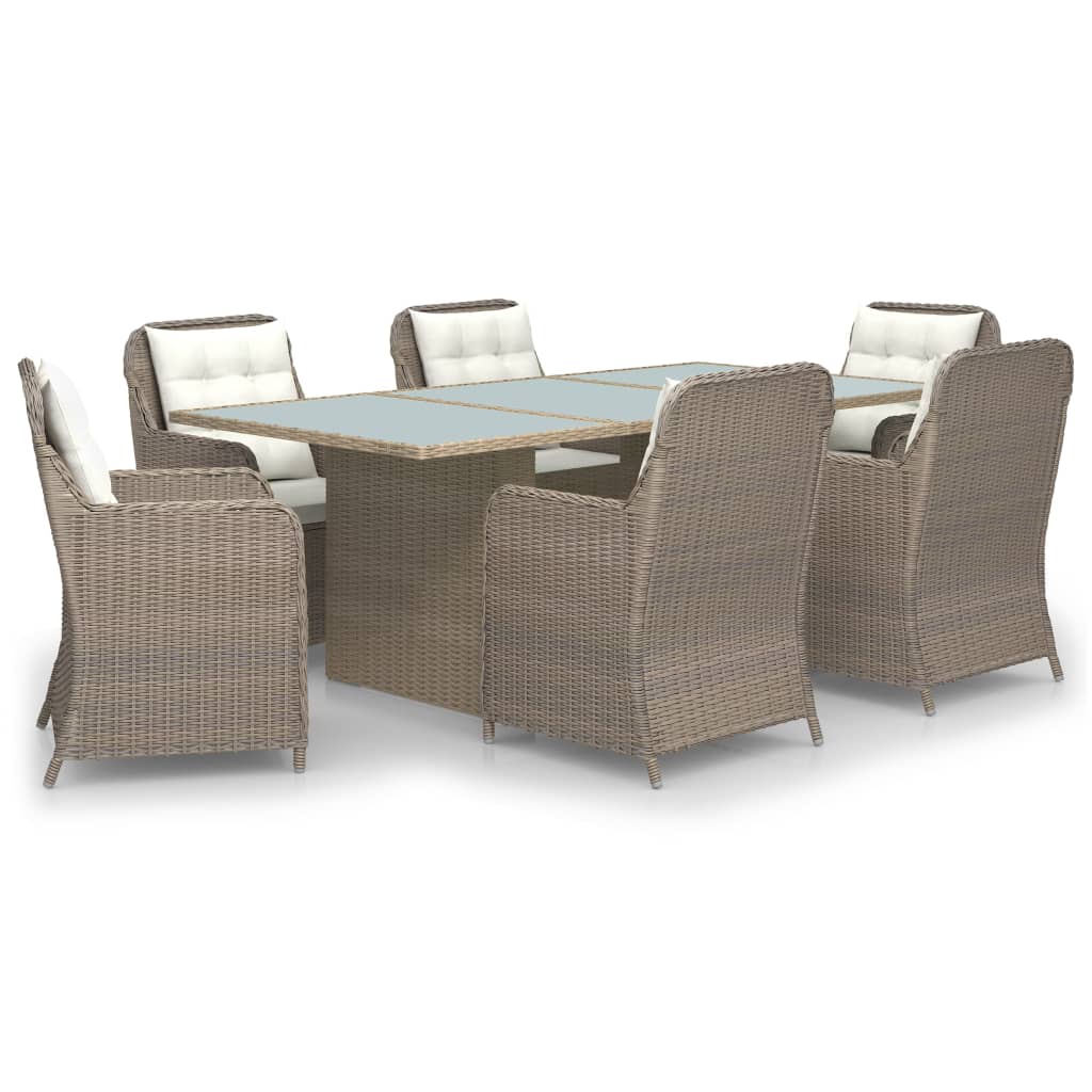 Ensemble à dîner de jardin 7 pcs Résine tressée Marron