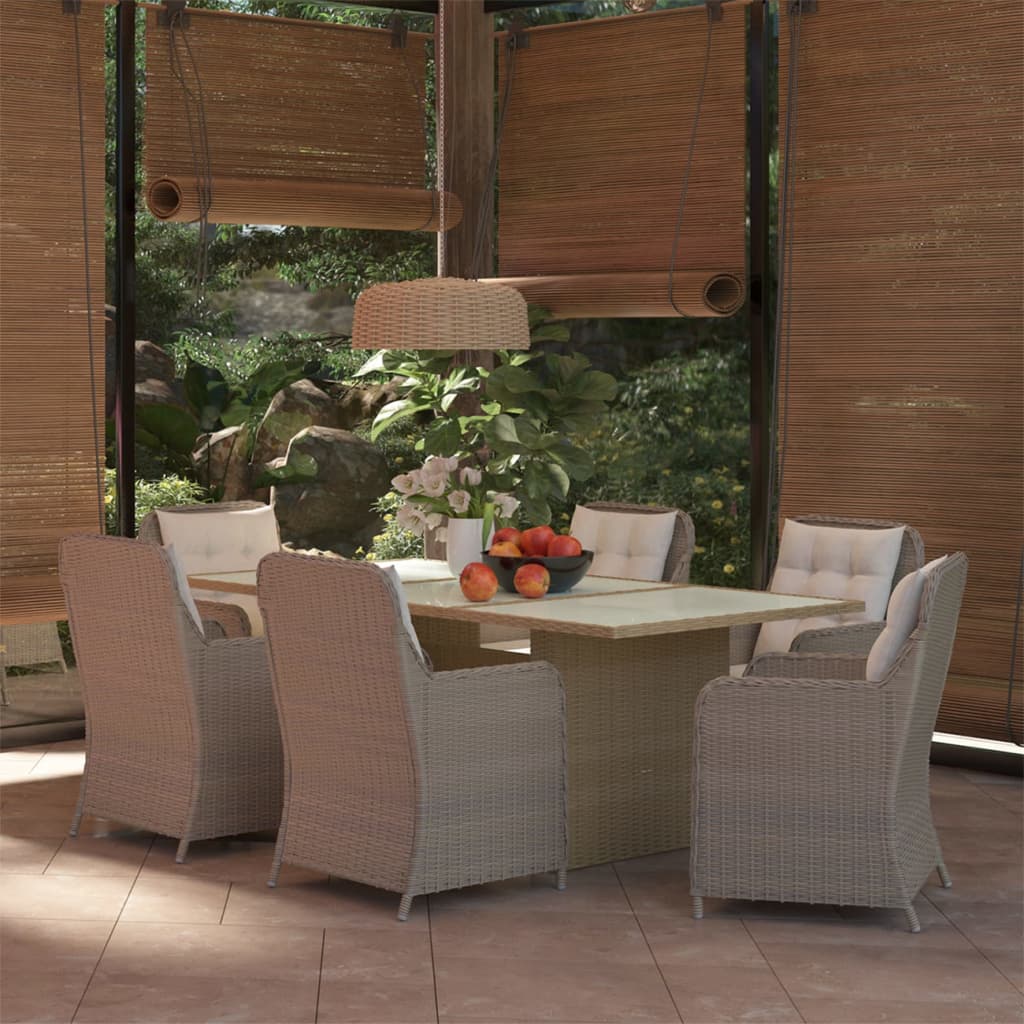 Ensemble à dîner de jardin 7 pcs Résine tressée Marron