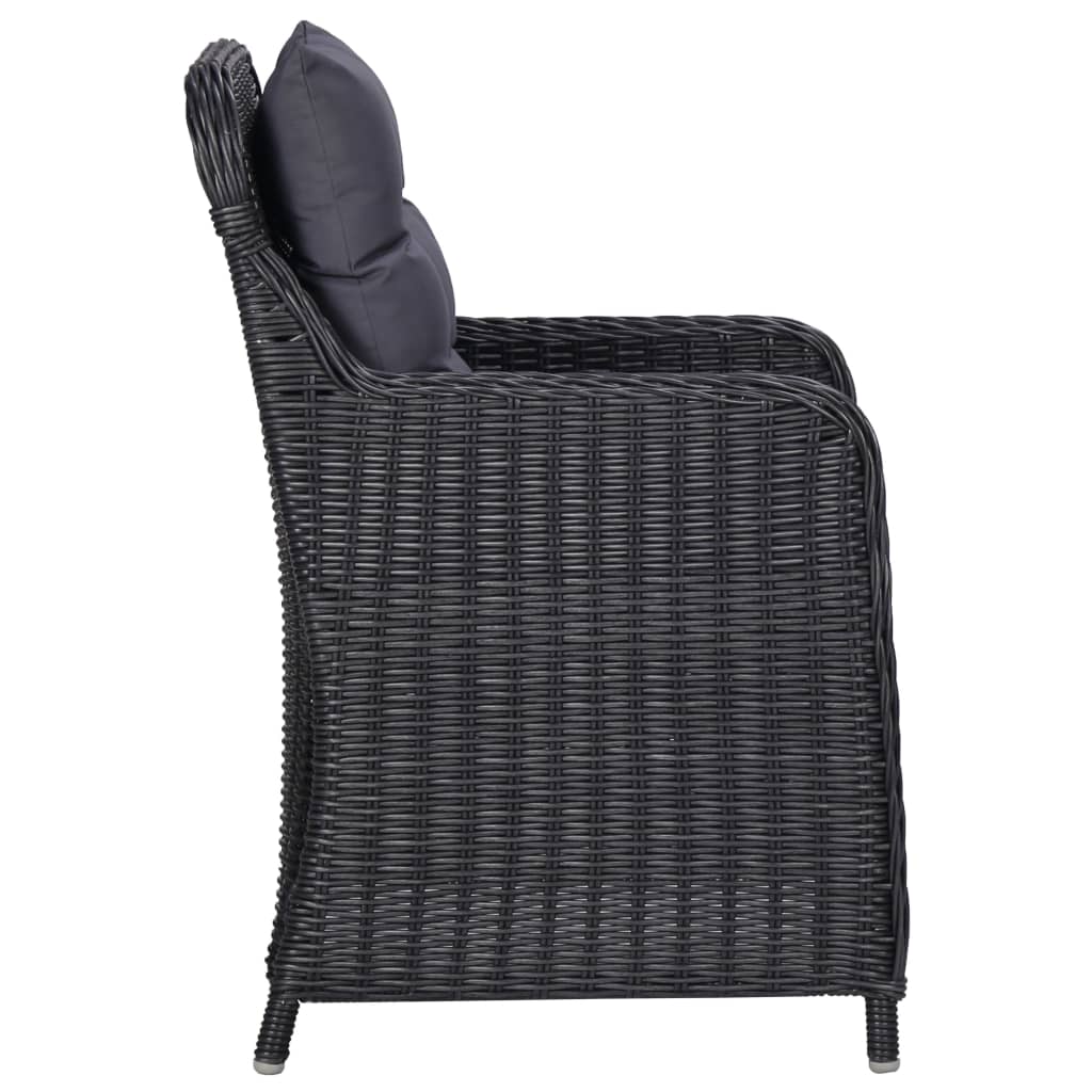 Ensemble à dîner de jardin 9 pcs Résine tressée Noir