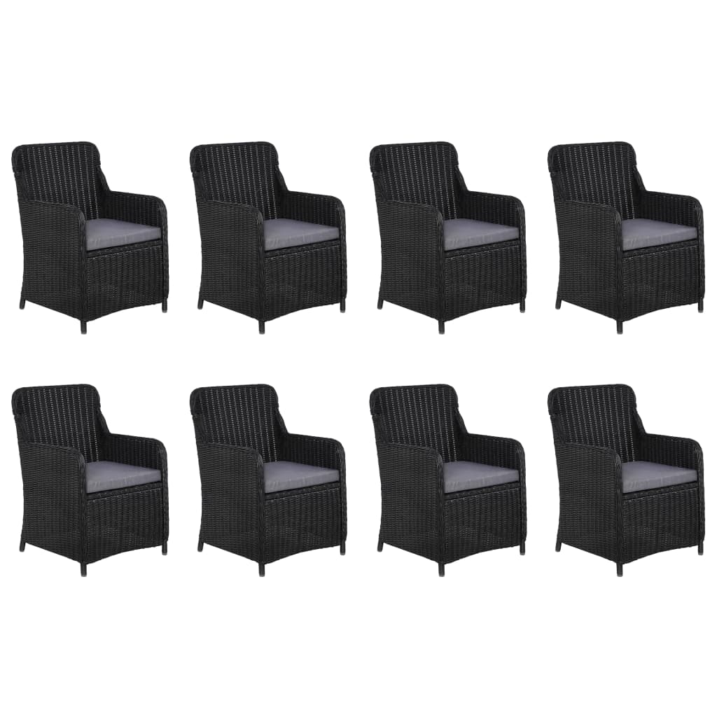 Ensemble à dîner de jardin 11 pcs Résine tressée Noir
