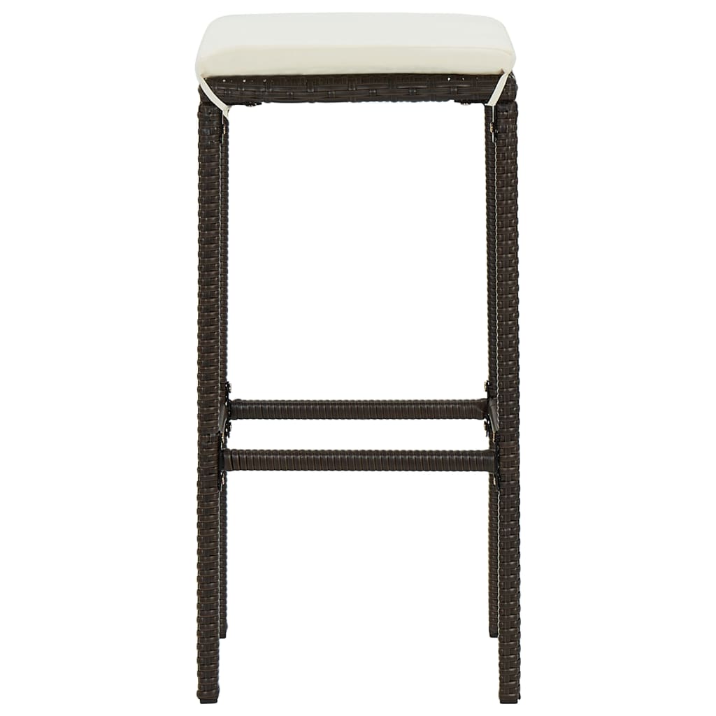 Meuble de bar de jardin 7 pcs et coussins Résine tressée Marron